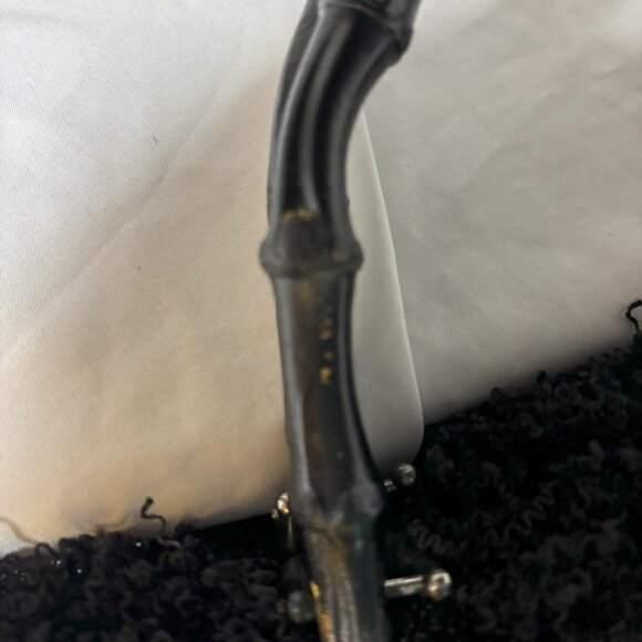 Unique Black & White Purse with Black Feathers - Picture 2 of 5